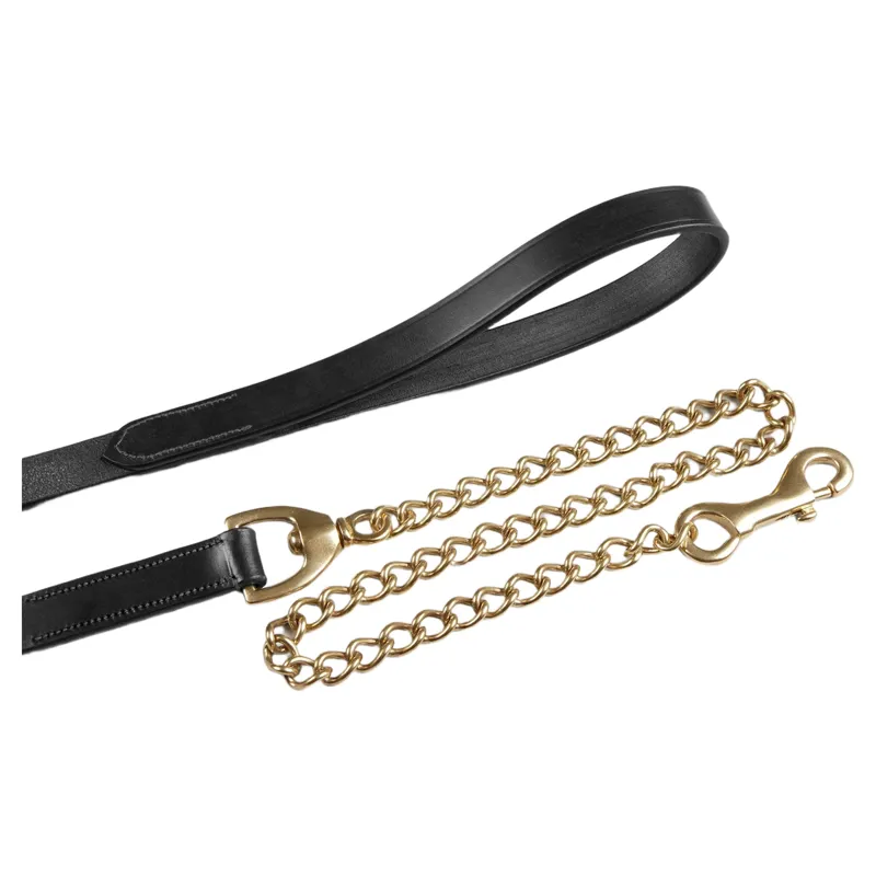Premier Equine European Leather Lead Chain - Black-2