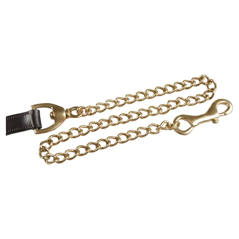 Premier Equine European Leather Lead Chain - Dark Havana-1