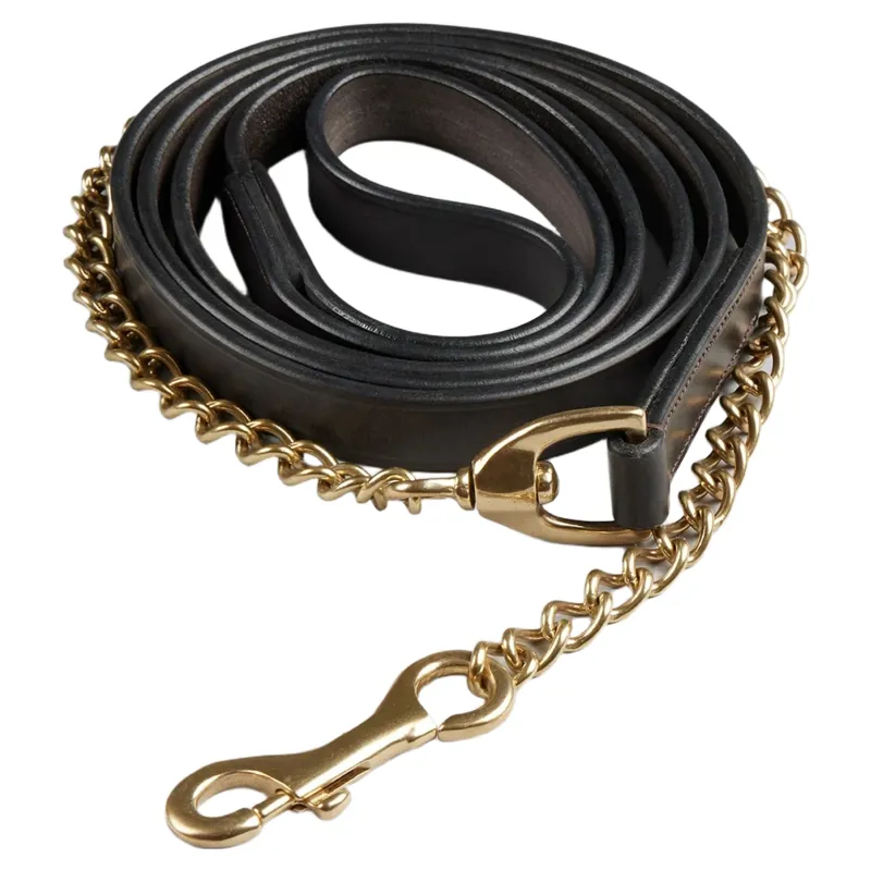 Premier Equine European Leather Lead Chain - Dark Havana