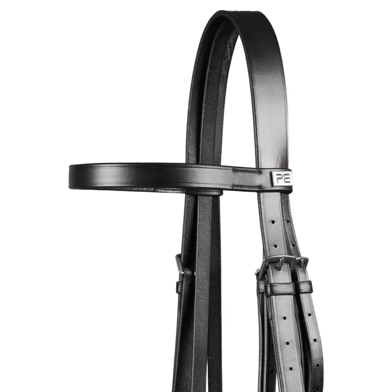 Premier Equine Exercise / Racing Bridle with Plain Caveson Noseband - Black-1