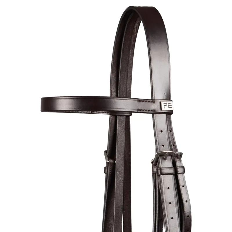 Premier Equine Exercise / Racing Bridle with Plain Caveson Noseband - Dark Havana-1