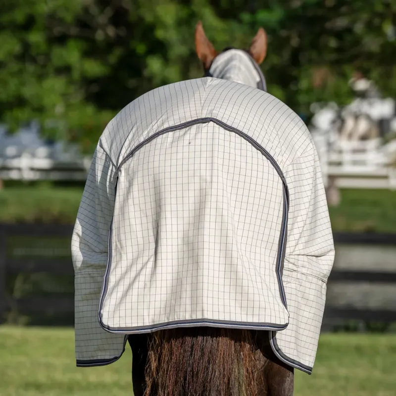 Horseware Rambo Optimo Supreme Summer Sheet Fly Rug - Navy Check/Thunderstorm Grey-8