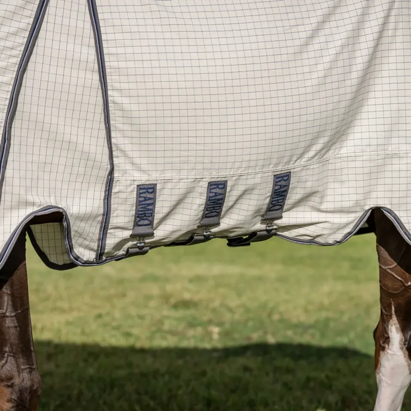 Horseware Rambo Optimo Supreme Summer Sheet Fly Rug - Navy Check/Thunderstorm Grey-5