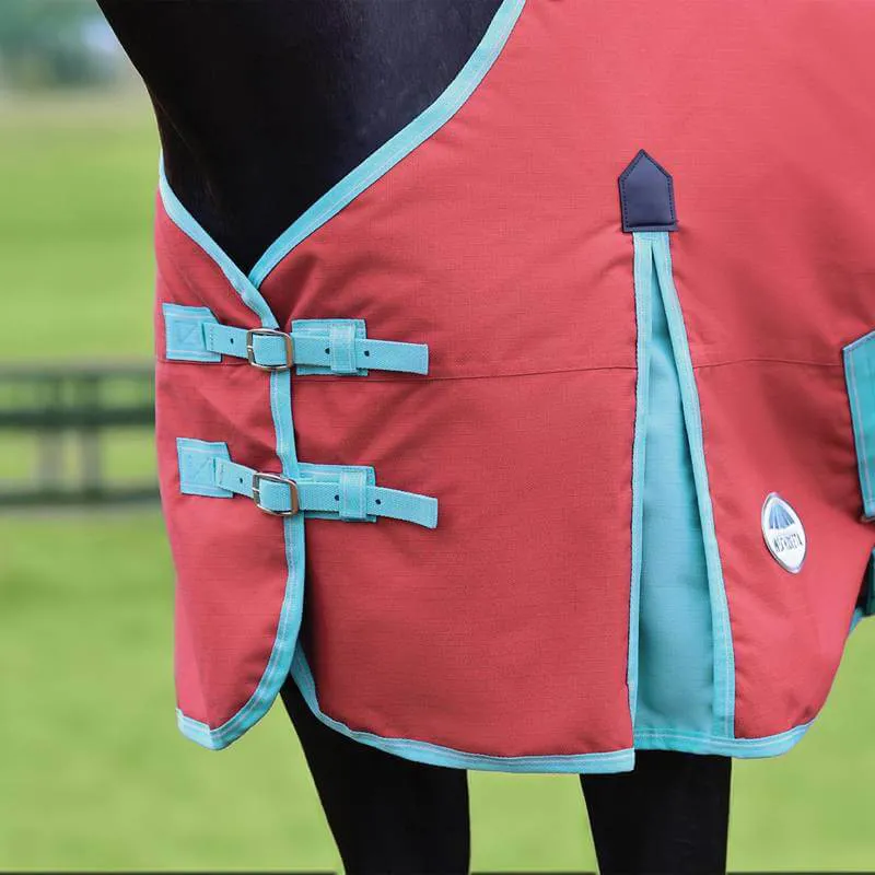 WeatherBeeta ComFiTec Essential 50g Lite Plus Turnout Rug - Red/Blue/Beige-2