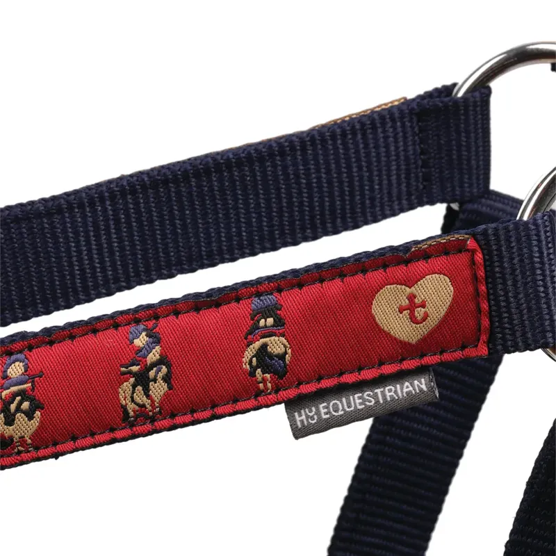 Hy Equestrian Thelwell Collection Balancing Act Head Collar and Lead Rope - Red/Navy-1