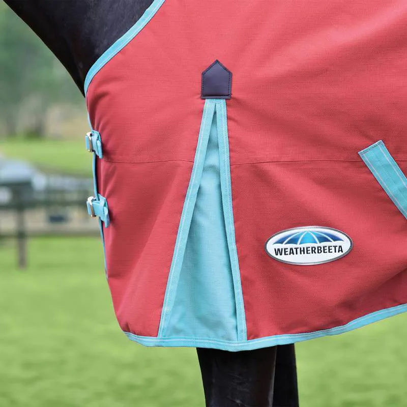 WeatherBeeta ComFiTec Essential 50g Lite Plus Turnout Rug - Red/Blue/Beige-3