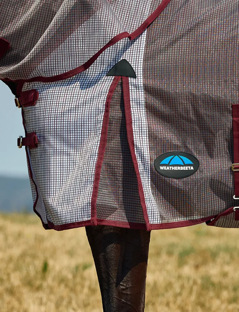 WeatherBeeta ComFiTec Ripshield Fly Sheet Detach-A-Neck Rug - White/Burgundy -2