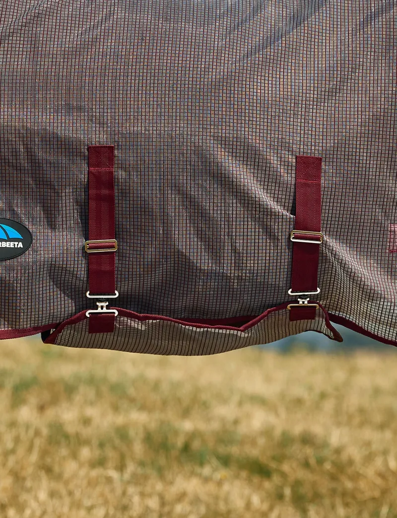 WeatherBeeta ComFiTec Ripshield Fly Sheet Detach-A-Neck Rug - White/Burgundy -3