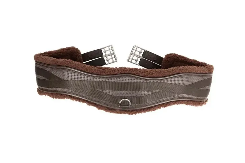 Hy Equestrian Fleece Lined GP/Jumping Contoured Girth - Brown/Brown