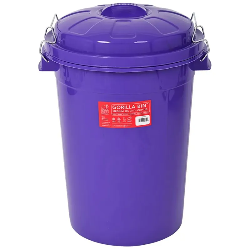 Red Gorilla 50L Storage Bin with Clip Lid - Purple-1