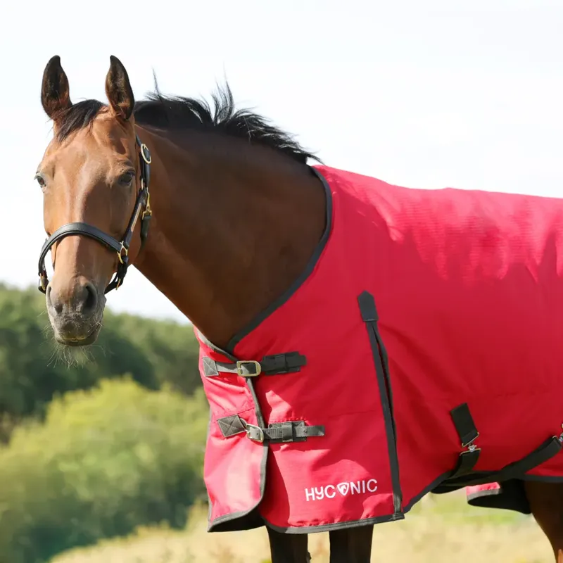Hy Equestrian HyCONIC 100g Turnout Rug - Red/Charcoal-1