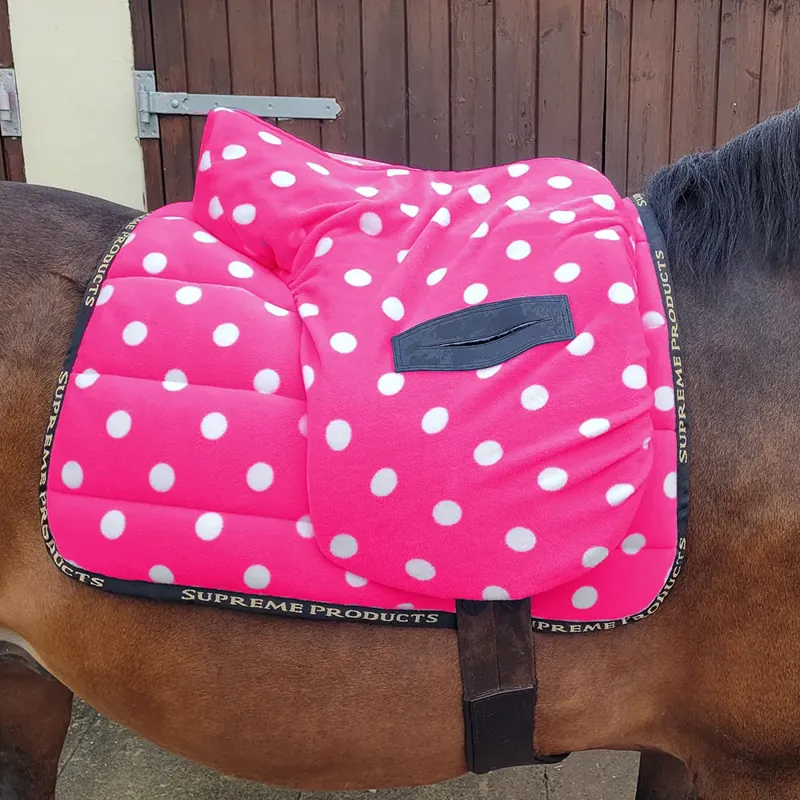 Supreme Products Ride On Dotty Fleece Saddle Cover - Paradise Pink