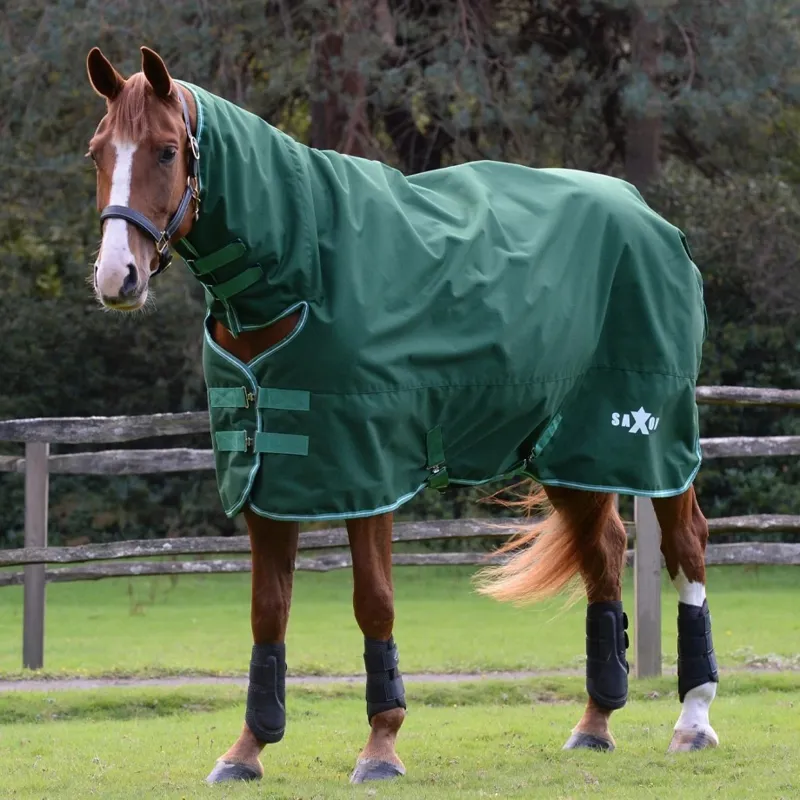 Saxon Defiant 1200D 300g Turnout Rug Combo Neck- Hunter Green/White