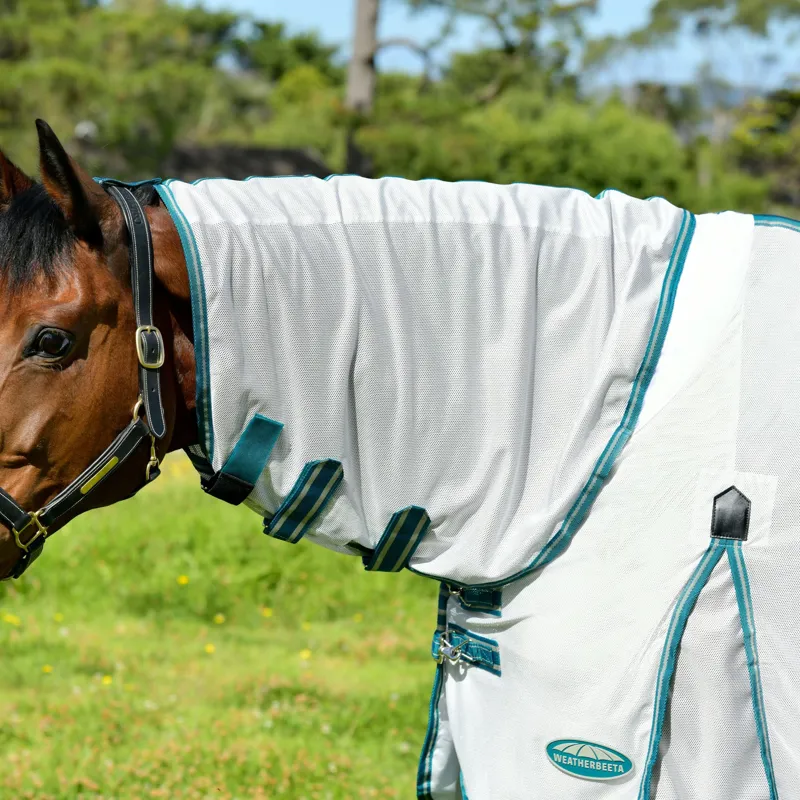 WeatherBeeta ComFiTec Zephyr Plus Mesh Combo Neck Fly Rug - Silver/Teal Green-7