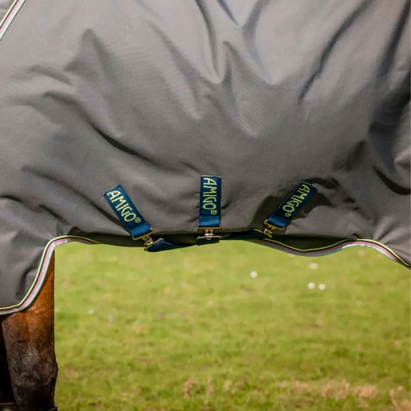 Horseware Amigo 12 Plus 250g Turnout Rug - Shadow/Navy/Lime-6