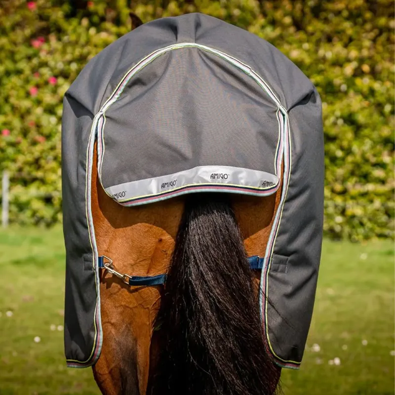 Horseware Amigo 12 Plus 250g Turnout Rug - Shadow/Navy/Lime-4
