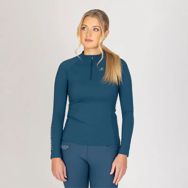 Shires Aubrion Equestrian Winter Long Sleeve Base Layer Young Rider - Estate Blue
