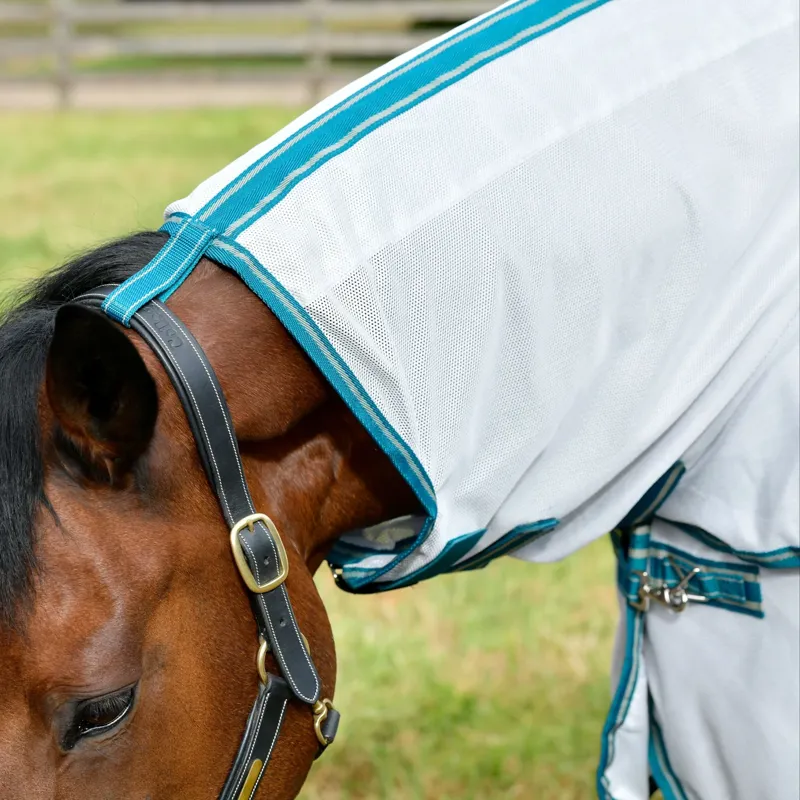 WeatherBeeta ComFiTec Zephyr Plus Mesh Combo Neck Fly Rug - Silver/Teal Green-5