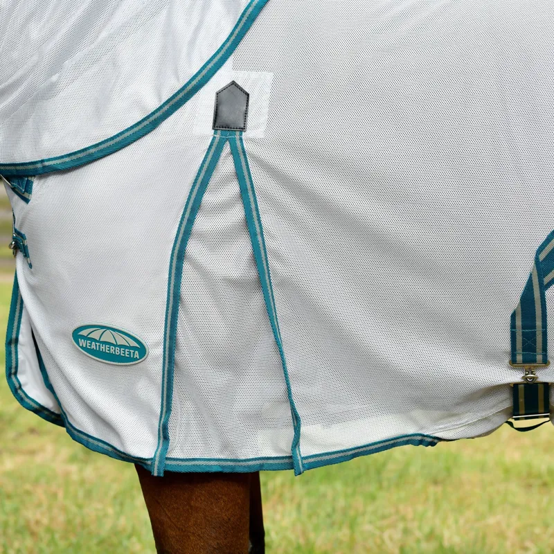 WeatherBeeta ComFiTec Zephyr Plus Mesh Combo Neck Fly Rug - Silver/Teal Green-2