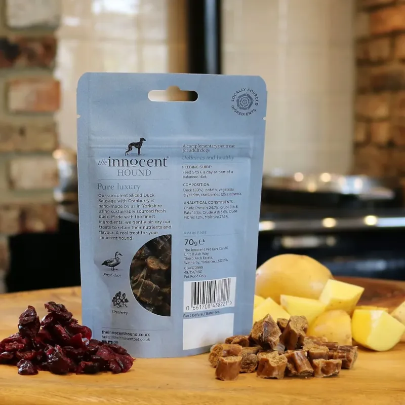The Innocent Hound Sliced Dog Treats - Duck Sausage/Cranberry-1