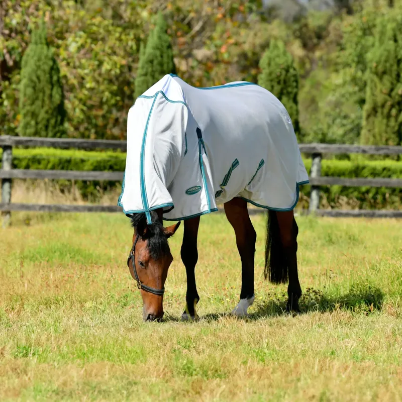 WeatherBeeta ComFiTec Zephyr Plus Mesh Combo Neck Fly Rug - Silver/Teal Green-3
