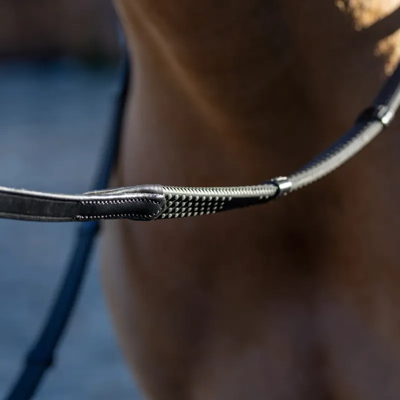 LeMieux Soft Rubber Reins with Stoppers - Black/Silver-2