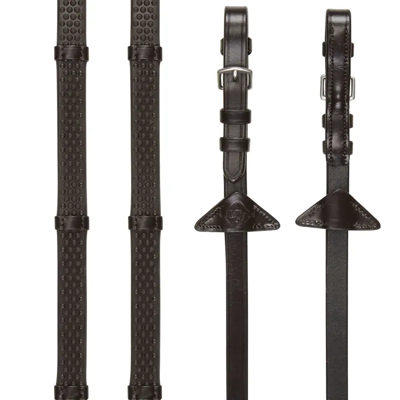 LeMieux Soft Rubber Reins with Stoppers - Brown/Silver