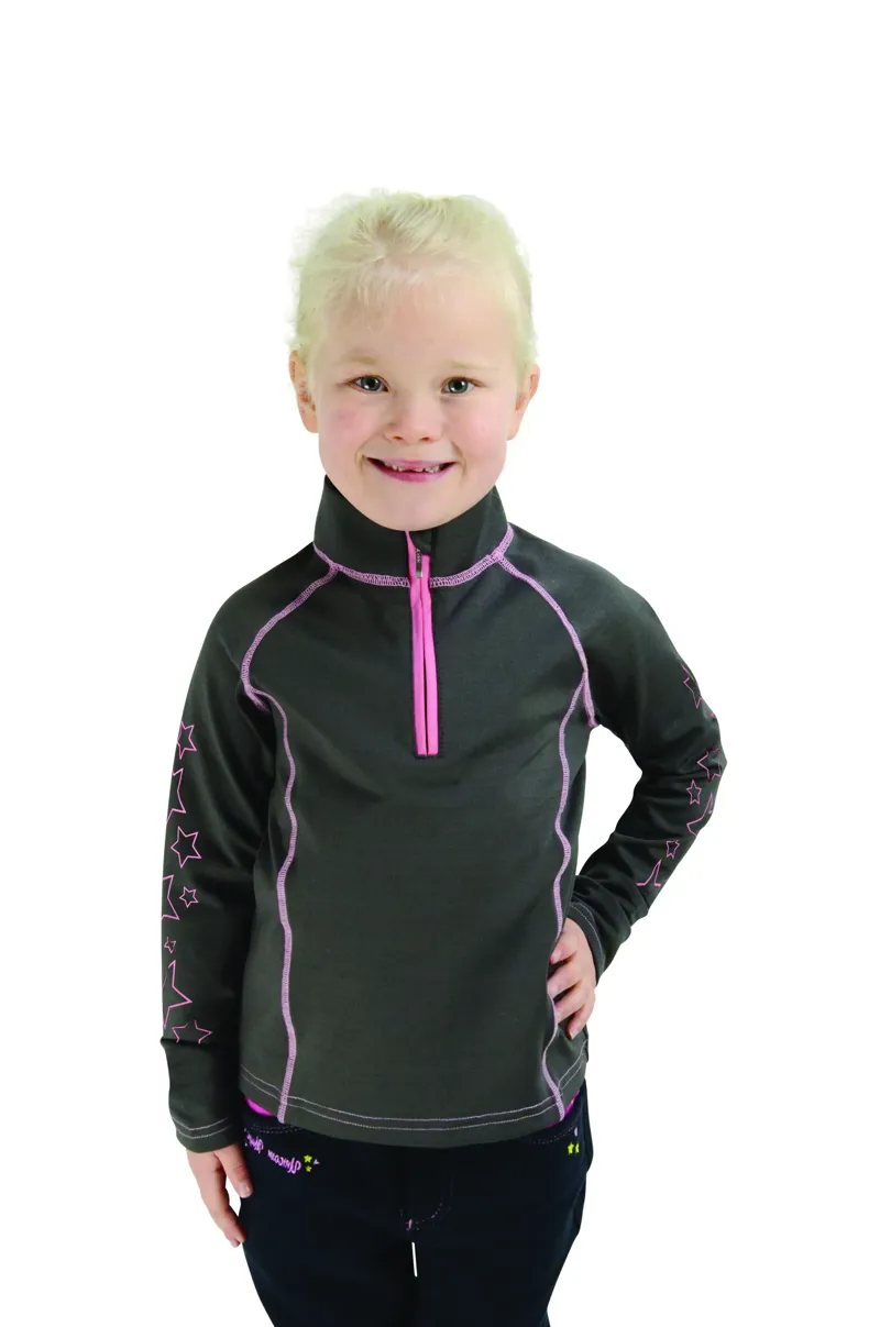 Hy Equestrian Stella Children's Base Layer - Grey/Pink