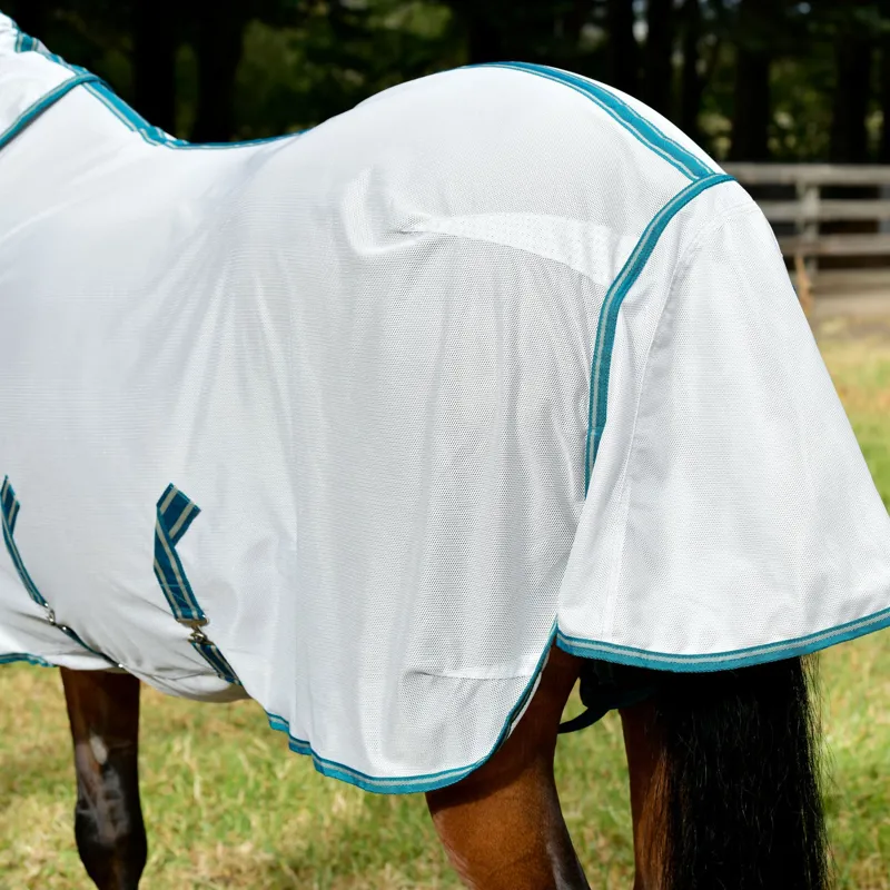 WeatherBeeta ComFiTec Zephyr Plus Mesh Combo Neck Fly Rug - Silver/Teal Green-10