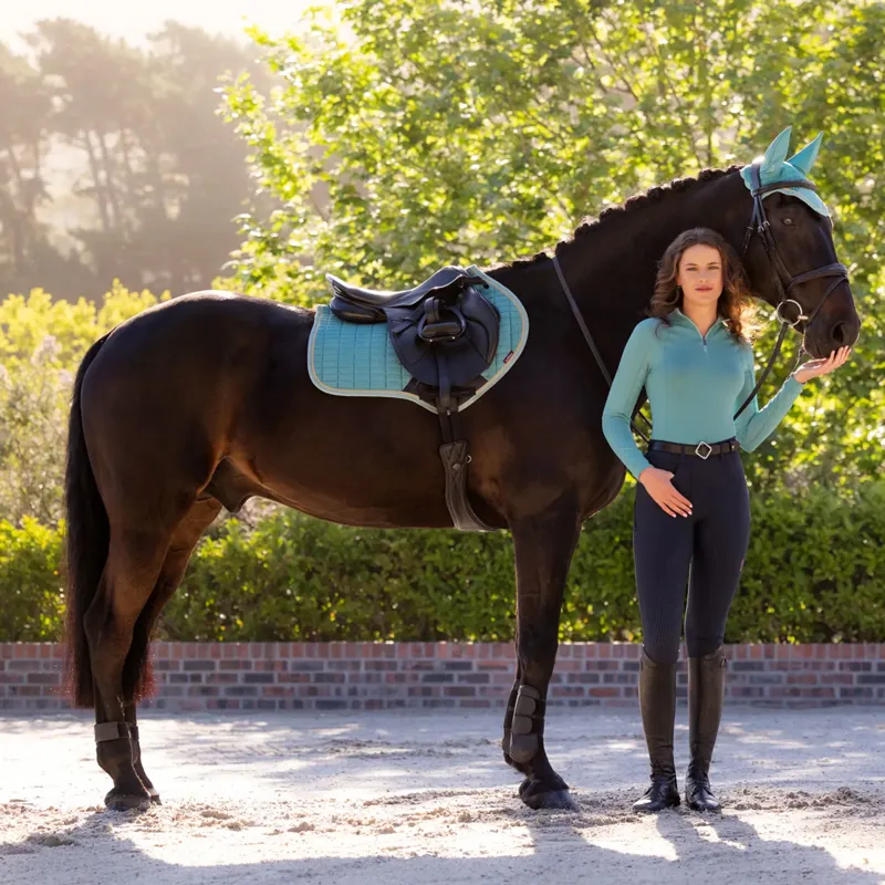 LeMieux Suede Close Contact Square Saddlepad - Lagoon-2