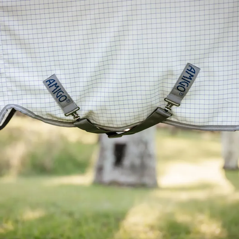 Horseware Amigo Summer Sheet Plus Fly Turnout Rug - Navy Check/Titanium/Silver-3