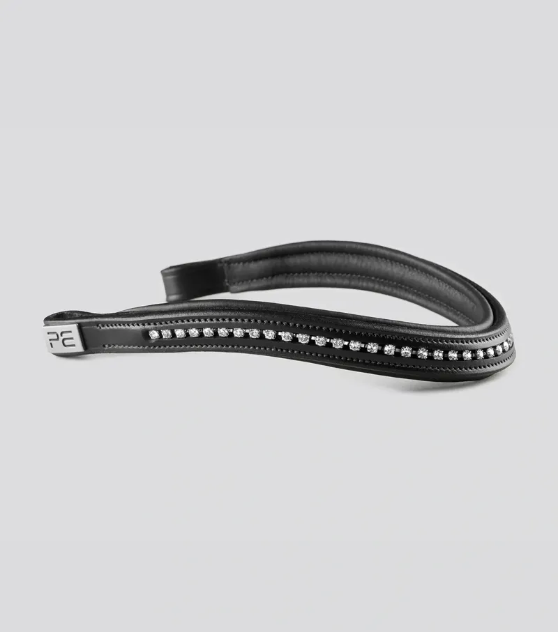 Premier Equine Shaped and Padded Browband - Swarovski - Black
