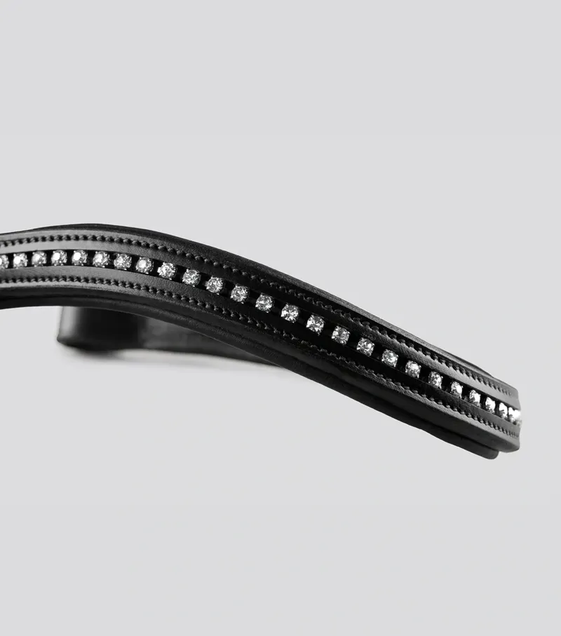 Premier Equine Shaped and Padded Browband - Swarovski - Black-5