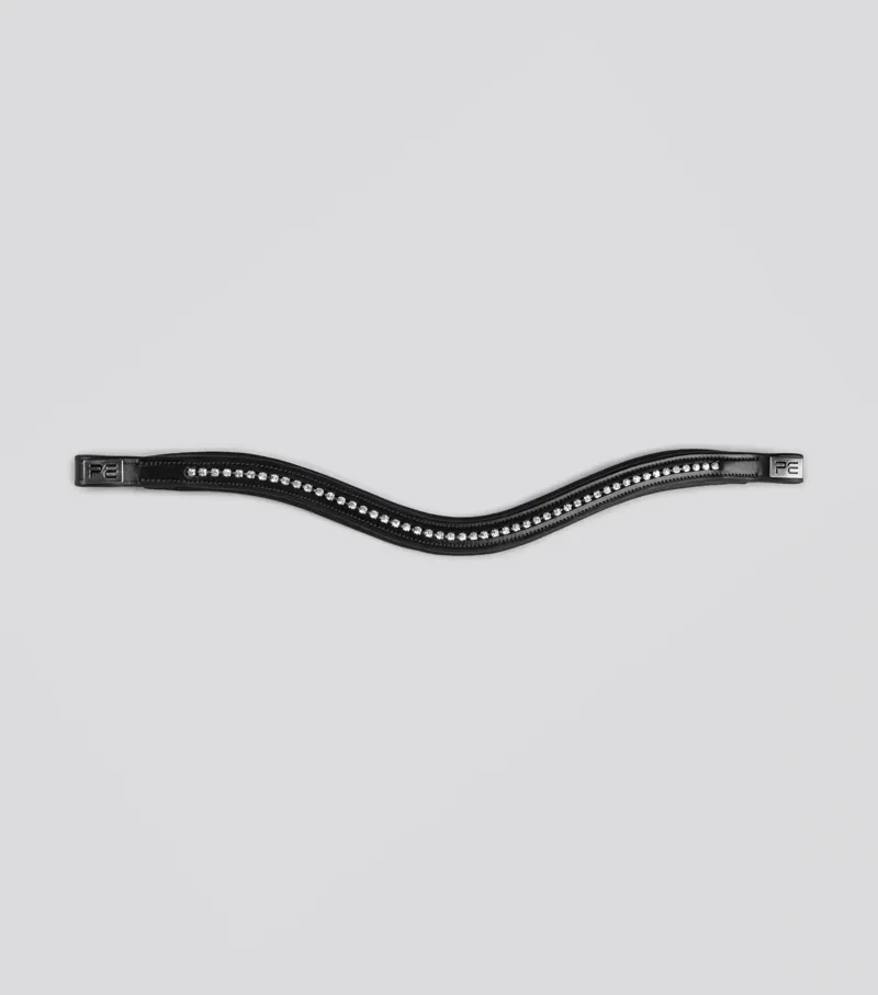 Premier Equine Shaped and Padded Browband - Swarovski - Black-1