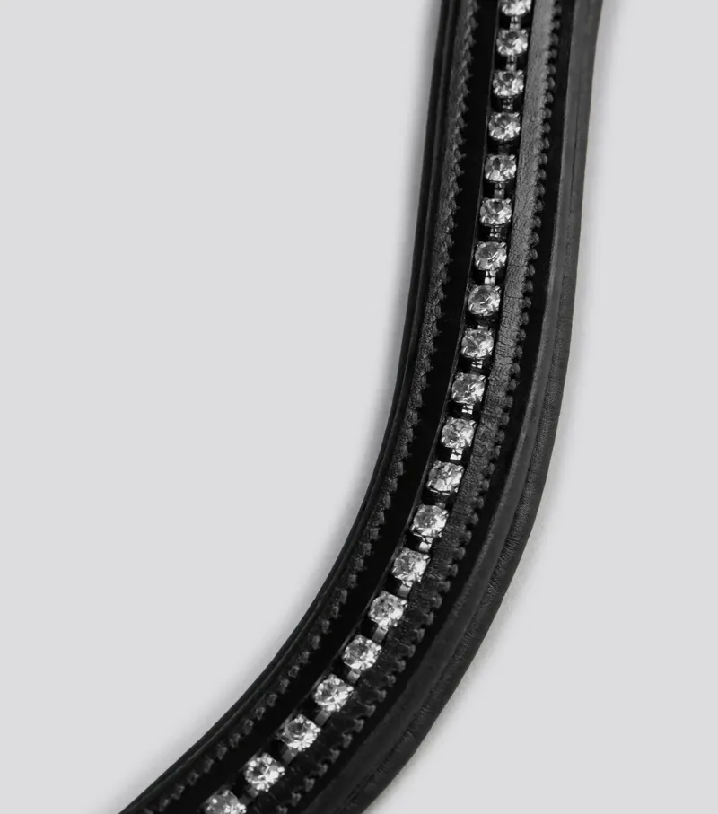 Premier Equine Shaped and Padded Browband - Swarovski - Black-3