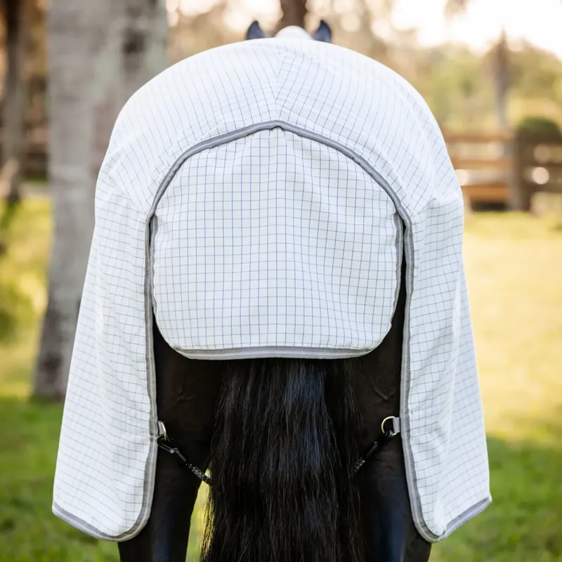 Horseware Amigo Summer Sheet Plus Fly Turnout Rug - Navy Check/Titanium/Silver-8
