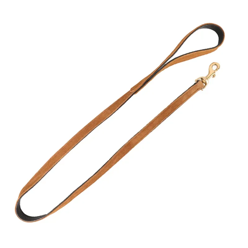 Benji and Flo Noble Suede Dog Lead - Tan/Gold