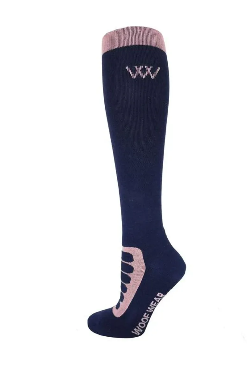 Woof Wear Long Bamboo Tech Riding Sock - Navy/Rose