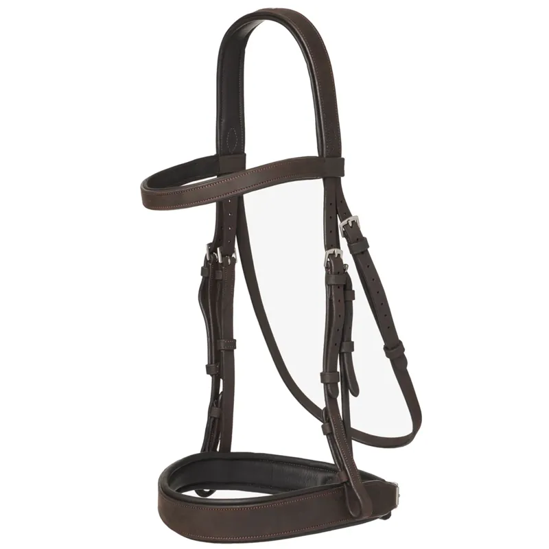 LeMieux Flat Hunter Bridle with Laced Reins - Havana/Silver