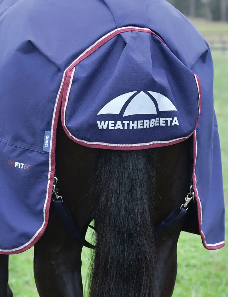 WeatherBeeta ComFiTec 220g Essential Turnout Rug - Navy/Burgundy -8