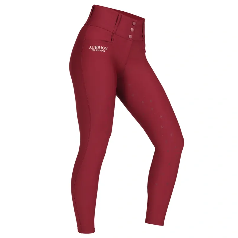 Shires Aubrion Equestrian Winter Breeches - Port-1