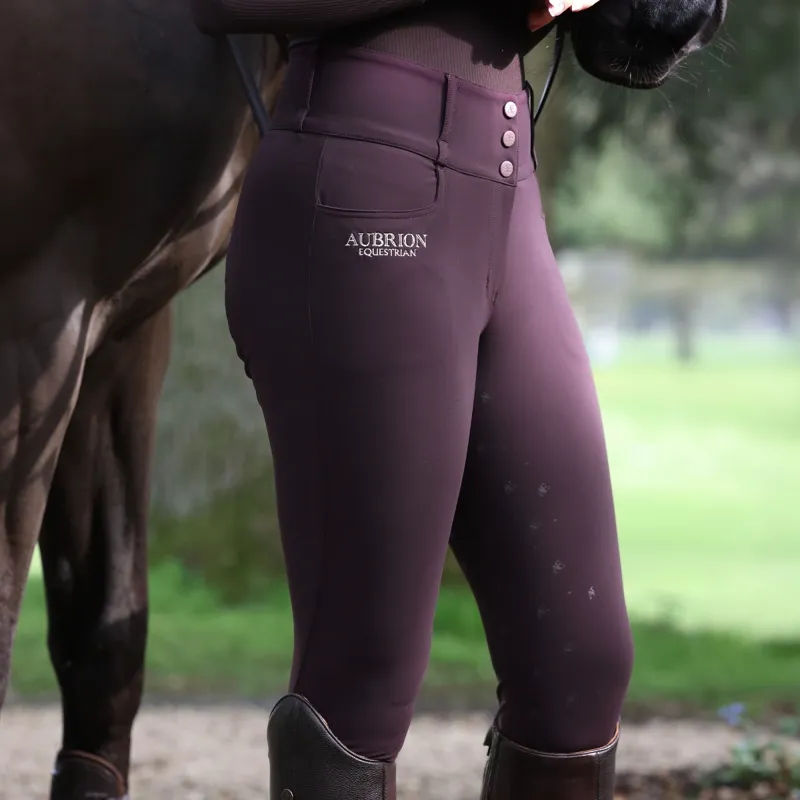 Shires Aubrion Equestrian Winter Breeches - Thistle-4