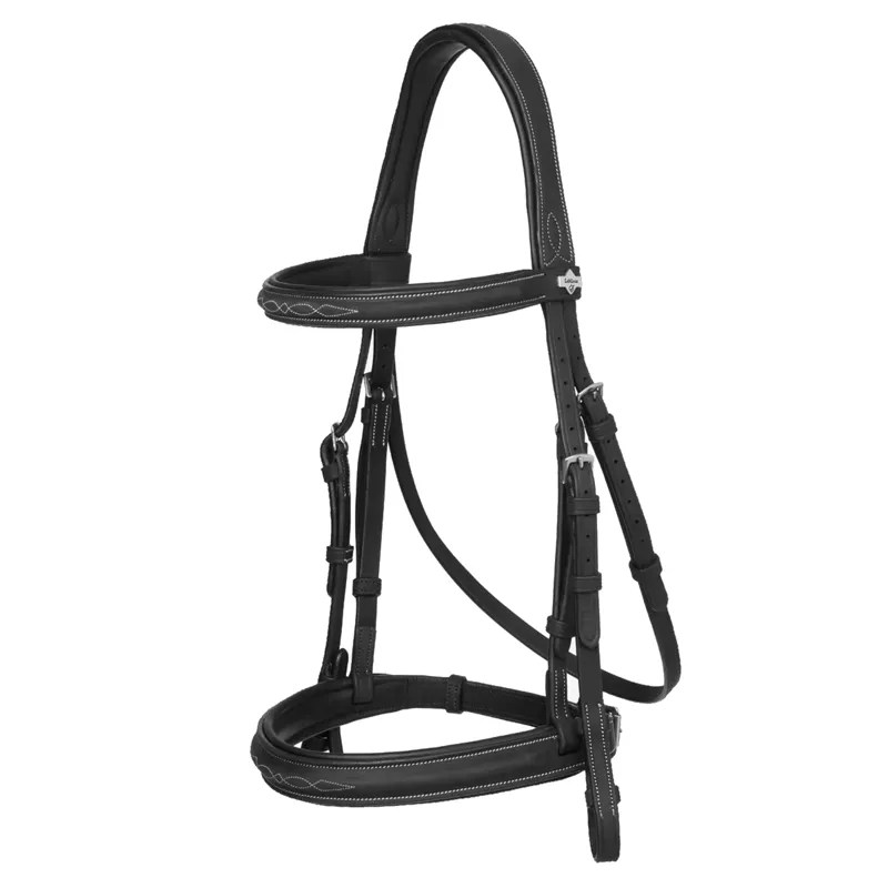 LeMieux Stitched Hunter Bridle with Laced Reins - Black/Silver