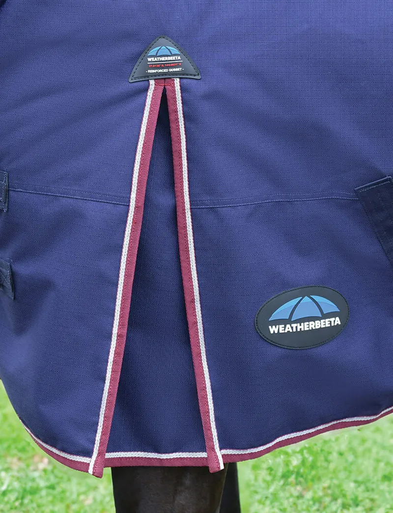 WeatherBeeta ComFiTec 220g Essential Turnout Rug - Navy/Burgundy -3