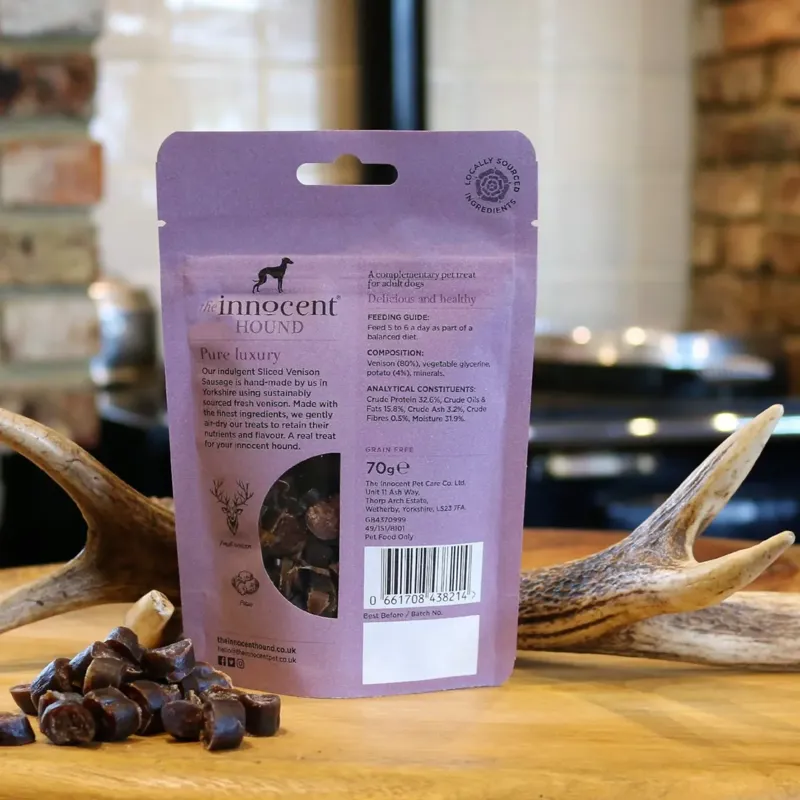 The Innocent Hound Sliced Dog Treats - Venison Sausage-1