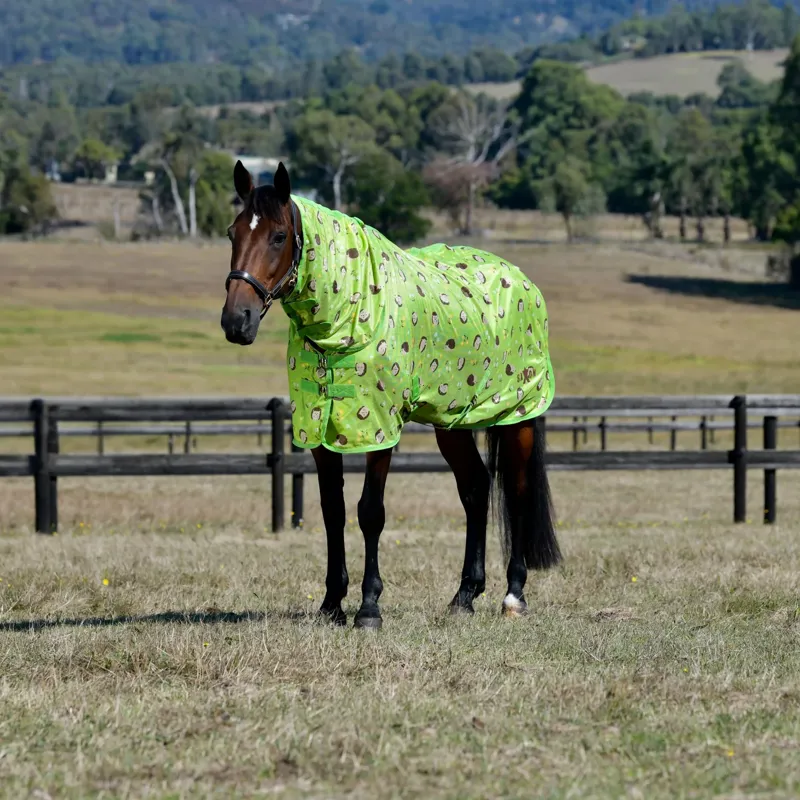 Saxon Mesh Combo Neck Fly Rug - Hedgehogs/Flowers Print