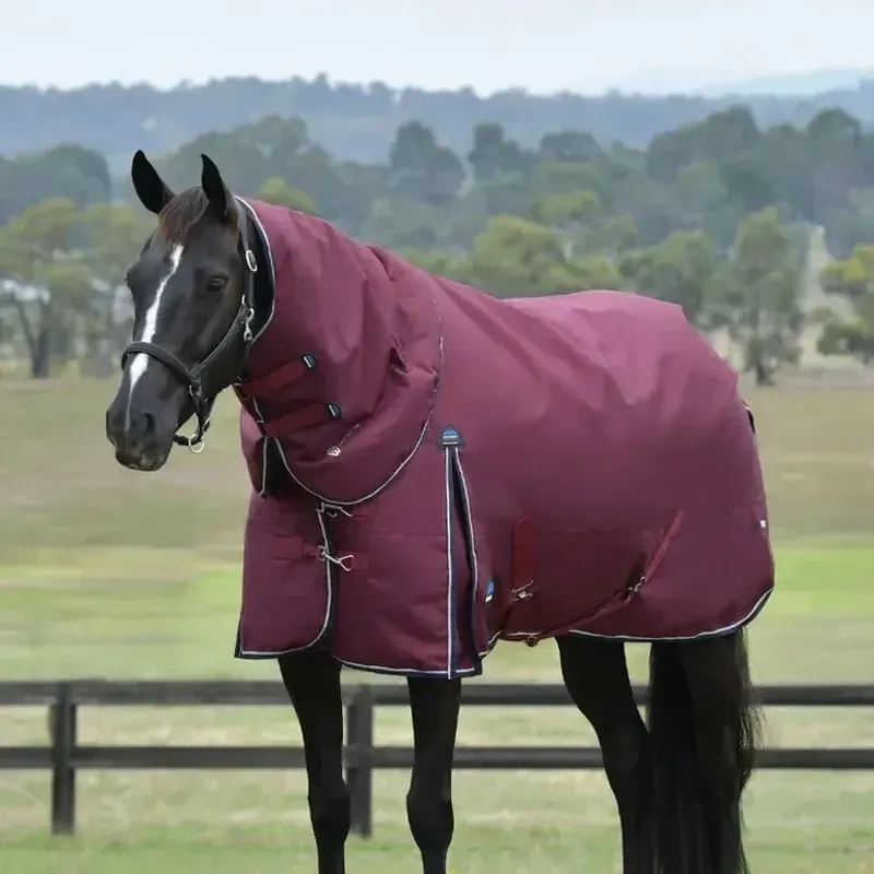 WeatherBeeta ComFiTec Essential 50g Turnout Detach-A-Neck - Burgundy/Navy
