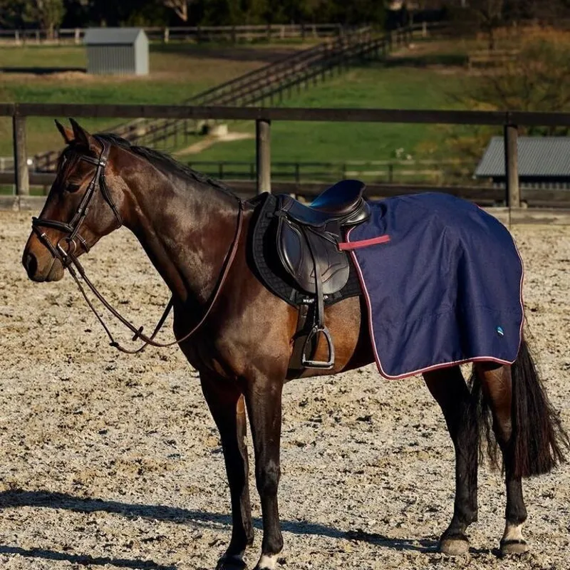 WeatherBeeta Essential Fleece Lined Quarter Sheet - Navy/Burgundy