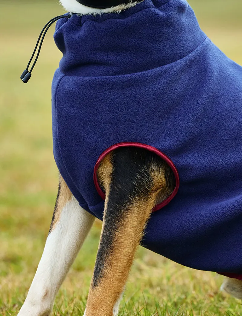 WeatherBeeta ComFiTec Fleece Zip Dog Coat - Navy/Burgundy-1