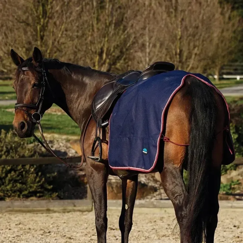 WeatherBeeta Waterproof Fleece Quarter Sheet - Navy/Burgundy